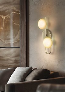 Arandela Itamonte Mali 285-302 38cm LED Integrado 2x4W 400lm 3000K em Alumínio e Vidro Fosco Branco 230V