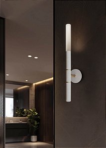 Arandela Itamonte Ice I 300 Ø25x390mm 1x G9 em Alumínio e Vidro Fosco Branco para LED Cápsula