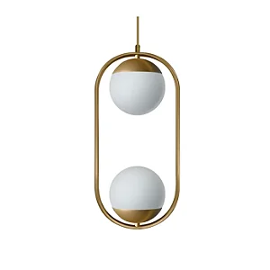 Pendente Itamonte Milla P2 474/2 460x220mm 2 Globos Ø150mm 2x G9 em Alumínio e Vidro Fosco Branco