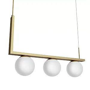 Pendente Itamonte Élle 489/3 600x250mm 3 Globos Ø150mm 3x G9 em Alumínio e Vidro Fosco Branco