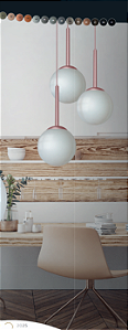 Pendente Itamonte Petit 497/1 550x250mm Globo Ø250mm 1x E27 em Alumínio e Vidro Fosco Branco
