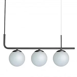 Pendente Itamonte Petit 499/3 520x100mm 3 Globos Ø120mm 3x G9 em Alumínio e Vidro Fosco Branco