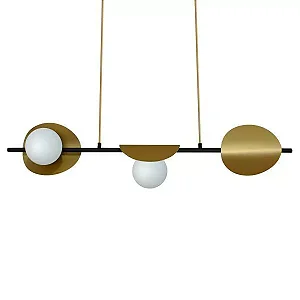 Pendente Itamonte Shell 502/3 1000x180mm 3 Globos Ø120mm 3x G9 em Alumínio e Vidro Fosco Branco