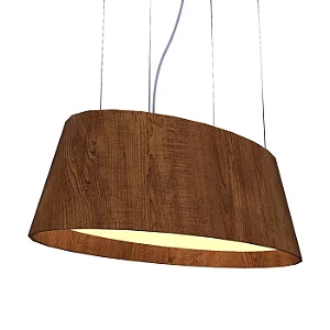 Pendente Accord Oval LED A-1218LED 80x40x25cm 46W 1640lm IRC90 em Madeira