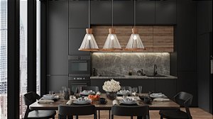 Cluster Pendente Accord Corda A-1538 Design Contemporâneo Decorativo