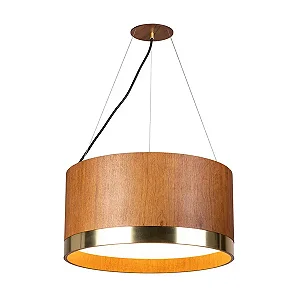 Pendente Accord Cilíndrico Latão A-1584 25x80cm Design Contemporâneo Decorativo