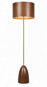 Luminária Imbuia Dourada com Cúpula Cilíndrica Imbuia 170x50cm 5L Trevisan
