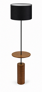 Luminária Imbuia e Preta com Cúpula Cilíndrica Preta 165x40x45cm 5L Trevisan