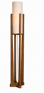 Luminária Imbuia Dourada com Cúpula Cilíndrica Linho 163x22cm 5L Trevisan