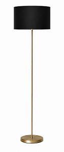 Luminária Dourada com Cúpula Cilíndrica Preta 157x40cm 5L Trevisan