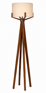 Luminária Imbuia com Cúpula Cilíndrica Algodão Cru 162x40cm 5L Trevisan