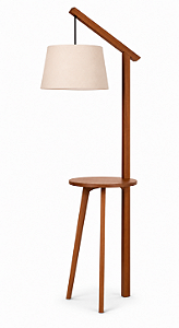 Luminária Imbuia com Cúpula Cone Pedente Algodão Cru 167x70cm 5L Trevisan