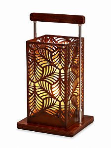 Luminária Imbuia com Cúpula Quadrada Folha 42x21cm 5L Trevisan