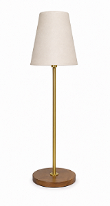 Abajur Imbuia Haste Dourada com Cúpula Cone Rústico 67x17cm 5L Trevisan