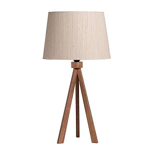 Abajur Tripé Imbuia com Cúpula Cone Linho 58x30cm 5L Trevisan