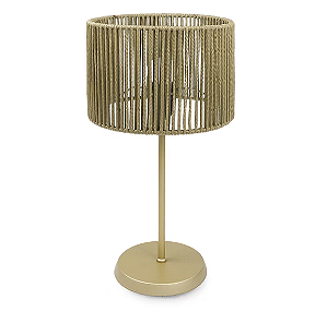 Abajur Dourado com Cúpula Cilíndrica Corda Rami 40x20cm 5L Trevisan