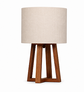 Abajur Imbuia com Cúpula Cilíndrica Linho 39x25cm 5L Trevisan