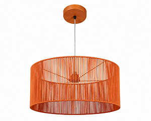 Pendente Regulável Imbuia Cúpula Cilíndrica Corda Terracota 50x50x25cm 5L Trevisan