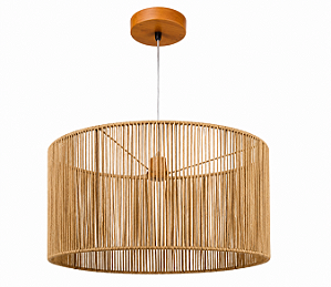 Pendente Regulável Imbuia Cúpula Cilíndrica Corda Rami 50x50x25cm 5L Trevisan