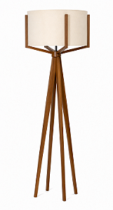 Luminária Imbuia com Cúpula Cilíndrica Linho 169x60cm 5L Trevisan