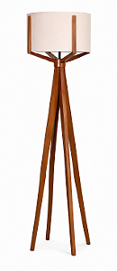 Luminária Imbuia com Cúpula Cilíndrica Algodão Cru 165x50cm 5L Trevisan