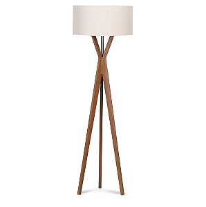Luminária Imbuia com Cúpula Cilíndrica Algodão Cru 167x50cm 5L Trevisan