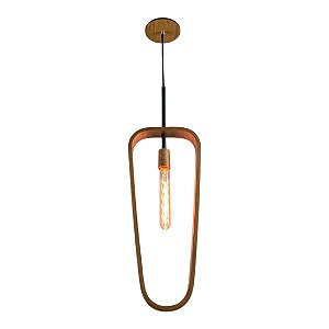 Pendente Silué Trapezoidal Orgânico Classic Lar Madeira 55cm – Ref. 1388