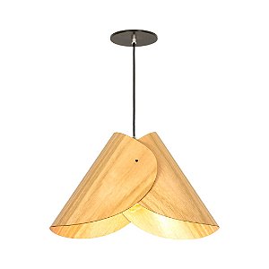 Pendente Lótus Médio Classic Lar Madeira 47cm E27 – Ref. 1113
