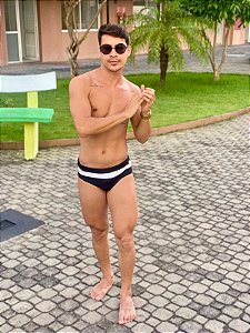 Sunga Duo List Preta e Branca - Tradicional