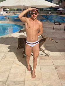 Sunga Duo List Branca e Marrom Premium - PowerSlip