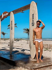 Sunga Duo List Branca e Vinho Premium - Tradicional