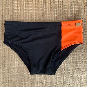 Sunga Duo Left Preta com Laranja - Tradicional