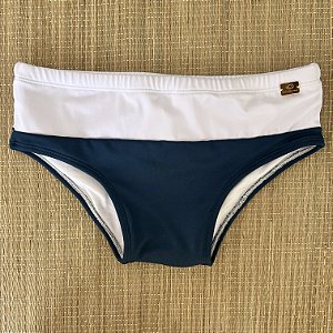 Sunga Middle Branco com Azul Petróleo - Tradicional