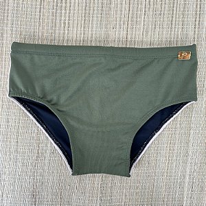 Sunga Duo Verde Oliva com Fundo Creme- Tradicional