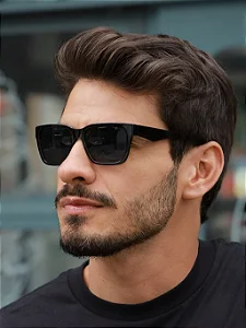 Óculos de Sol Quadrado Enrico Preto Acetato