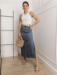 Saia jeans midi Geovana