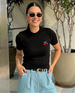 Blusa Cereja Preta