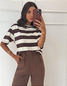 Blusa Listras Bruna Marrom