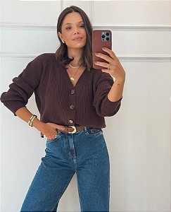 Casaco Tricô Joana Marrom
