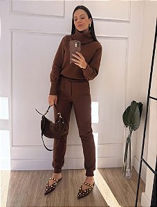 Conjunto Moletom Alice Marrom