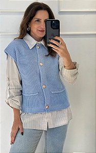 Blusa Tricô Bia Azul Céu