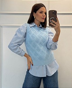 Colete Tricô Nati Azul