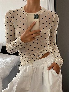 Blusa Babi Tule Poá