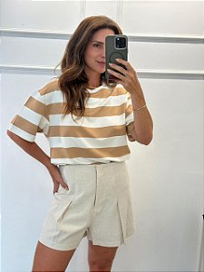Blusa Listras Bruna Caqui