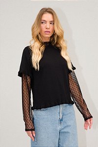 Blusa Helena Tricot Tule Preta