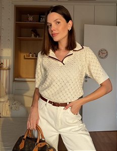 Blusa Tricô Lia Off e Vinho