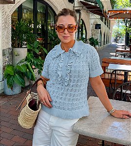 Blusa Tricô Denise Azul Bebê