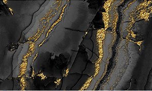 Impressão em tecido Canvas Abstrato Preto Ouro