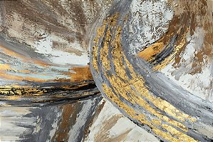 Impressão em Canva Abstrato Dourado, Marrom e Azul