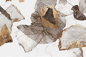 Impressão em Canva Abstrato Irregular Marrom e Ouro